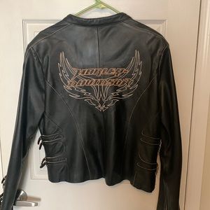 Vintage Womens Harley Davidson Embossed Leather Motorcycle Biker Jacket Large
